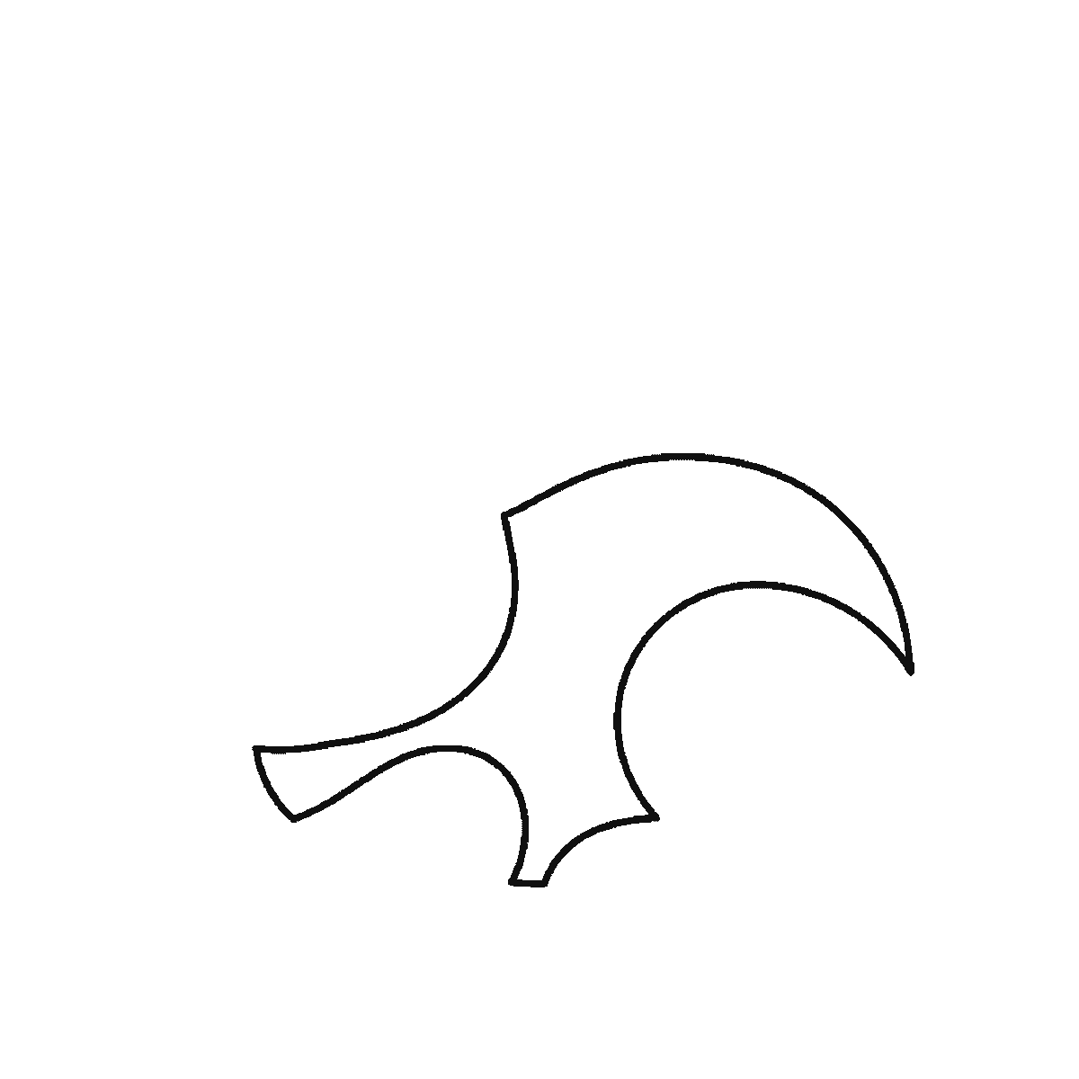 Step 1 of 6: Step-by-step drawing sheet: a bunny lying down with its paws stretched forward, built up over six frames from the head to the body, long ears and fluffy tail, black outlines on white