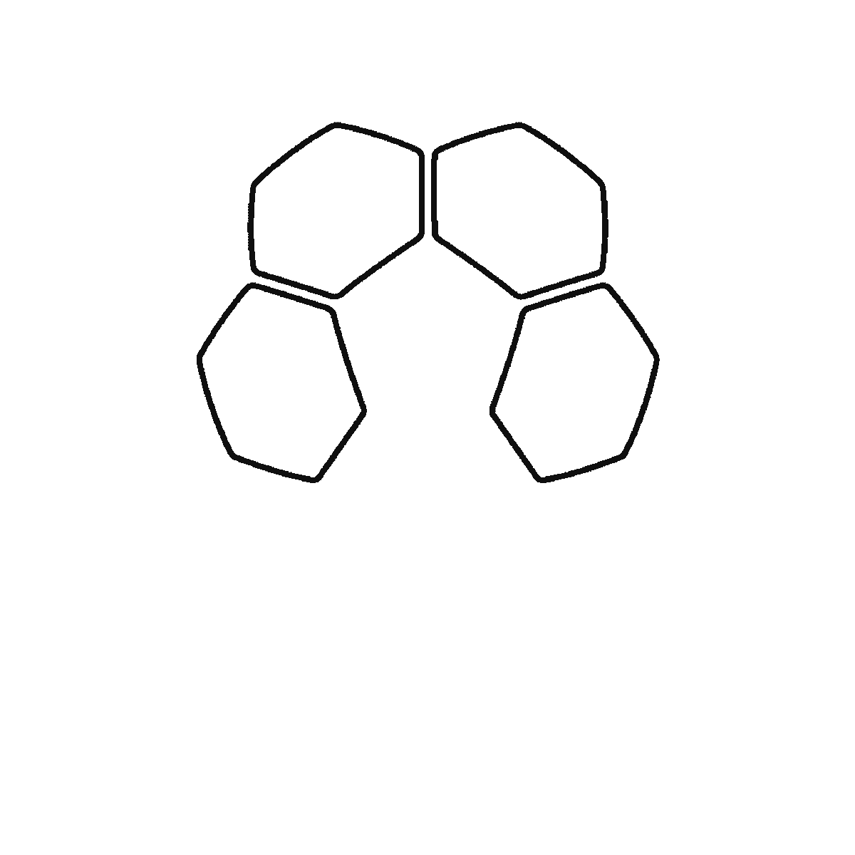 Step 1 of 6: Step-by-step drawing sheet: a football above three tufts of grass, built up over six frames from the pentagon and hexagon panels to the ball outline and the grass, black outlines on white