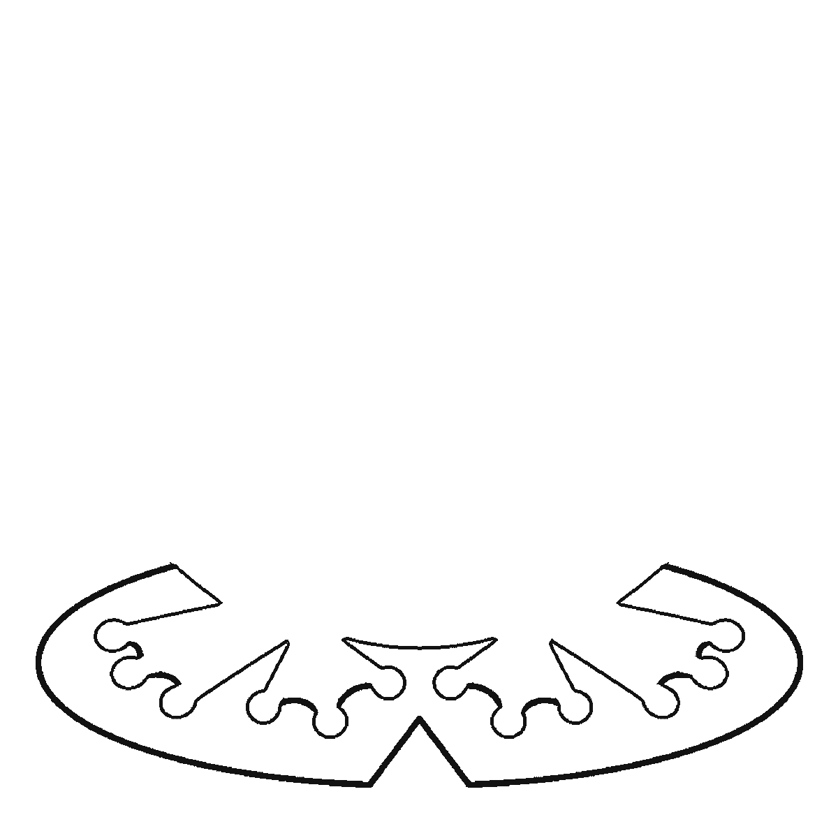 Step 1 of 6: Step-by-step drawing sheet: a frog sitting on a lily pad seen from the front, built up over six frames from the lily pad to the body, head and domed eyes, black outlines on white