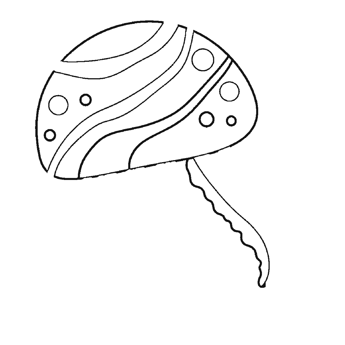 Step 2 of 6: Step-by-step drawing sheet: a jellyfish drifting with bubbles beside it, built up over six frames from two end panels of the bell with their round spots to the remaining bell panels and bands, with the long frilled tentacles arriving a few at a time and the bubbles and short arms last, black outlines on white