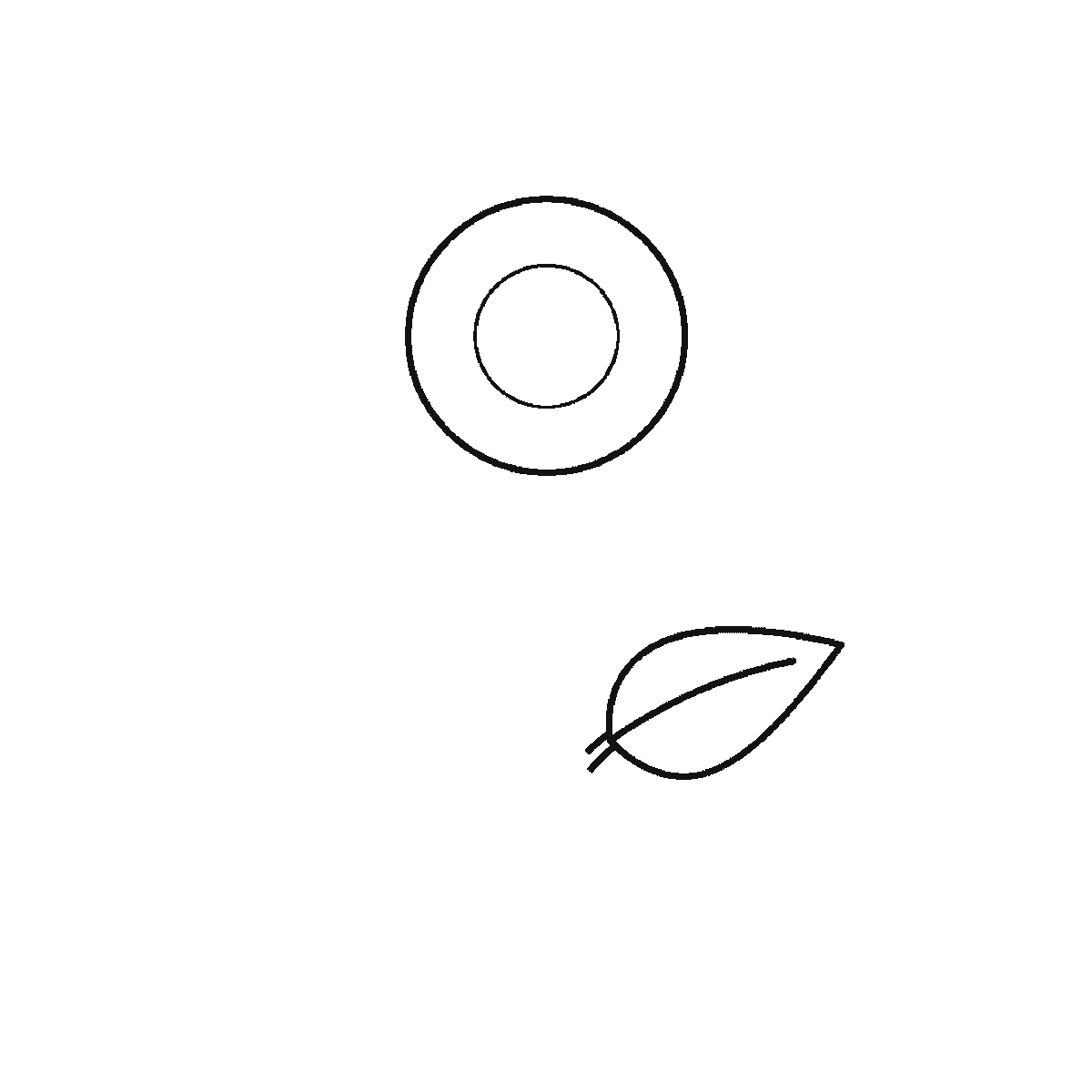 Step 1 of 6: Step-by-step drawing sheet: a tall sunflower with two leaves and a bud, built up over six frames from the seed head and one leaf to the stem and the second leaf, with the long pointed petals arriving a few at a time across the last four frames and the bud last, black outlines on white